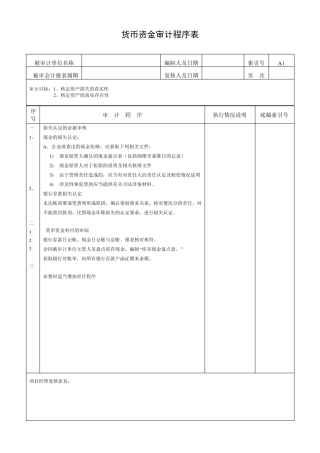 清产核资审计程序表