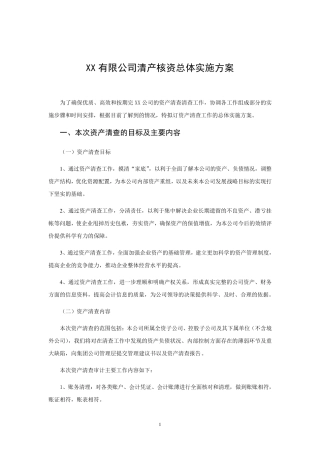 清产核资总体实施方案