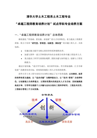 清华大学土木工程专业卓越工程师培养方案