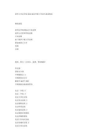 清华大学法学院2010届法学硕士毕业生就业情况