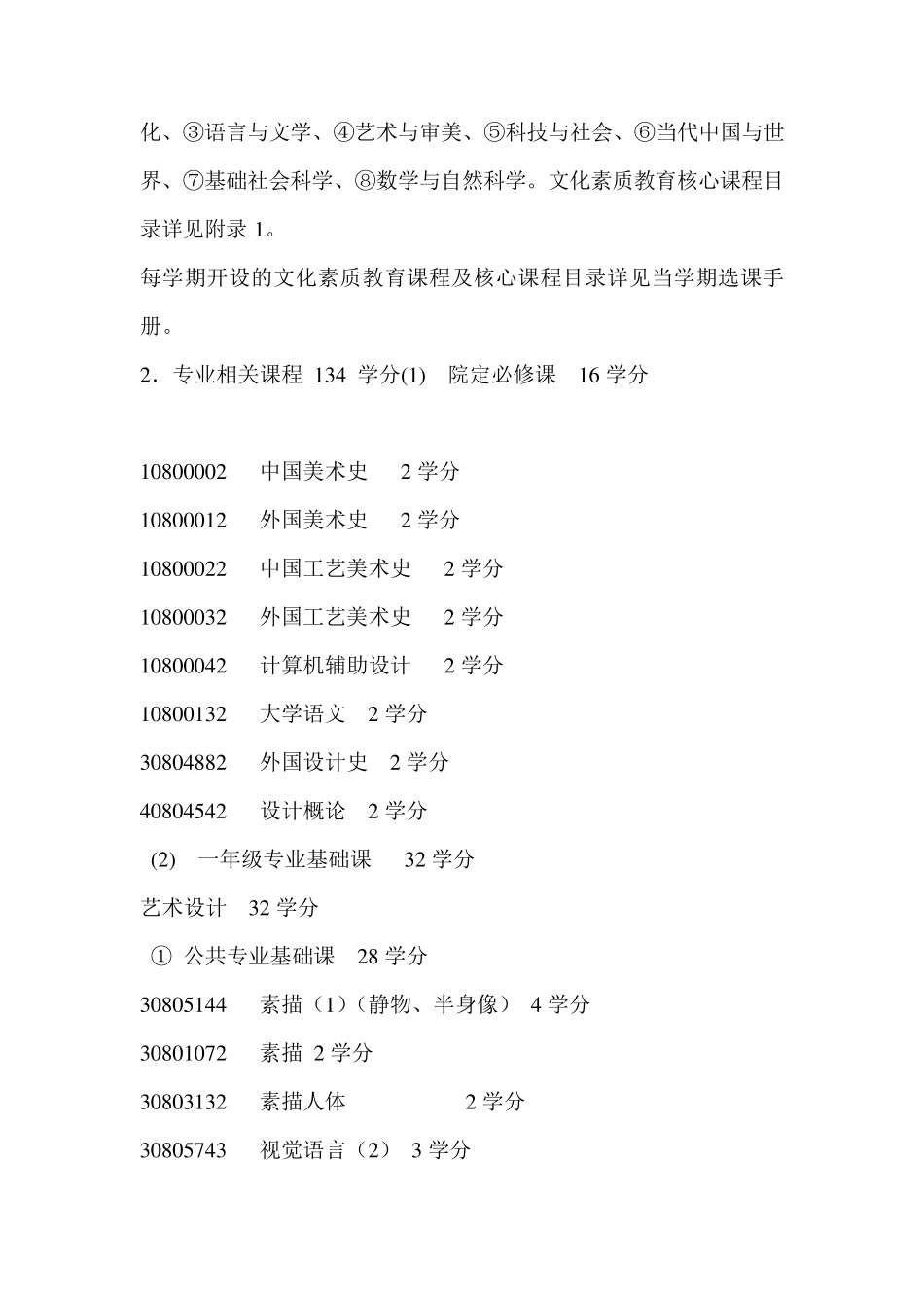 清华大学美术学院本科生课程设置与学分分布_第2页