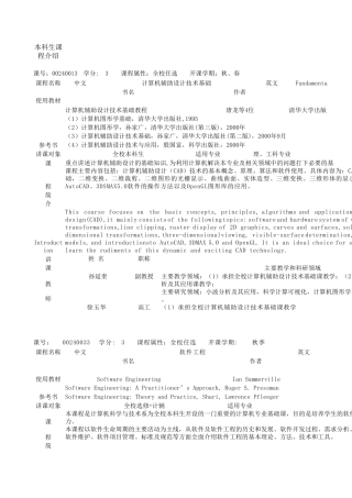 清华大学计算机系本科生全部课程详细介绍