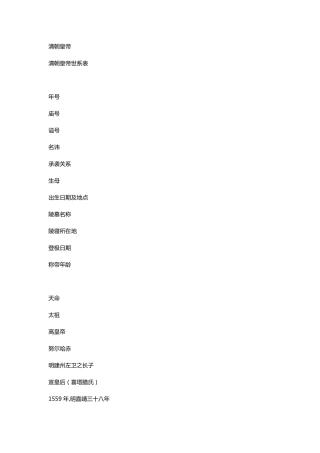 清朝皇帝顺序表