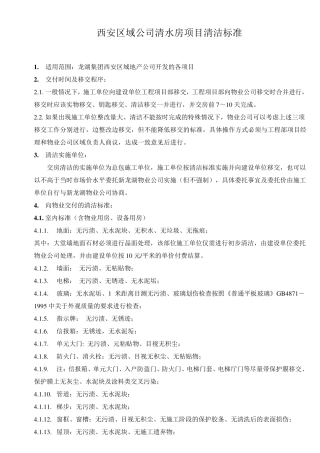 清水房交房清洁标准