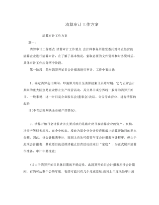 清算审计工作方案