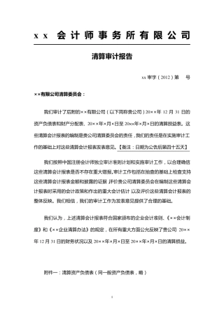 清算审计报告格式