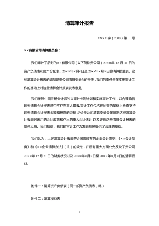 清算审计报告范例