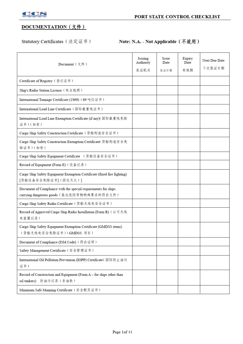 港口国控制检查表_20040227Photo__第3页