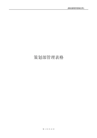 策划部管理表格