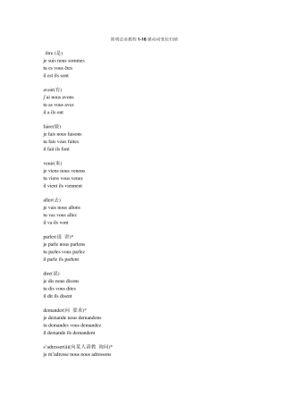 简明法语教程116课动词变位归纳