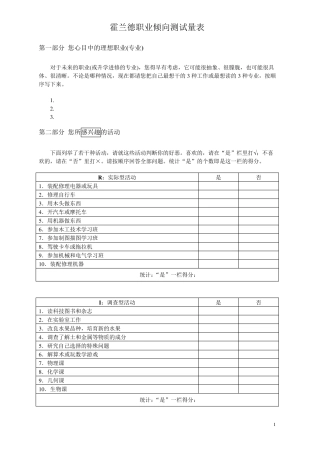 简易实用版——霍兰德职业倾向测验