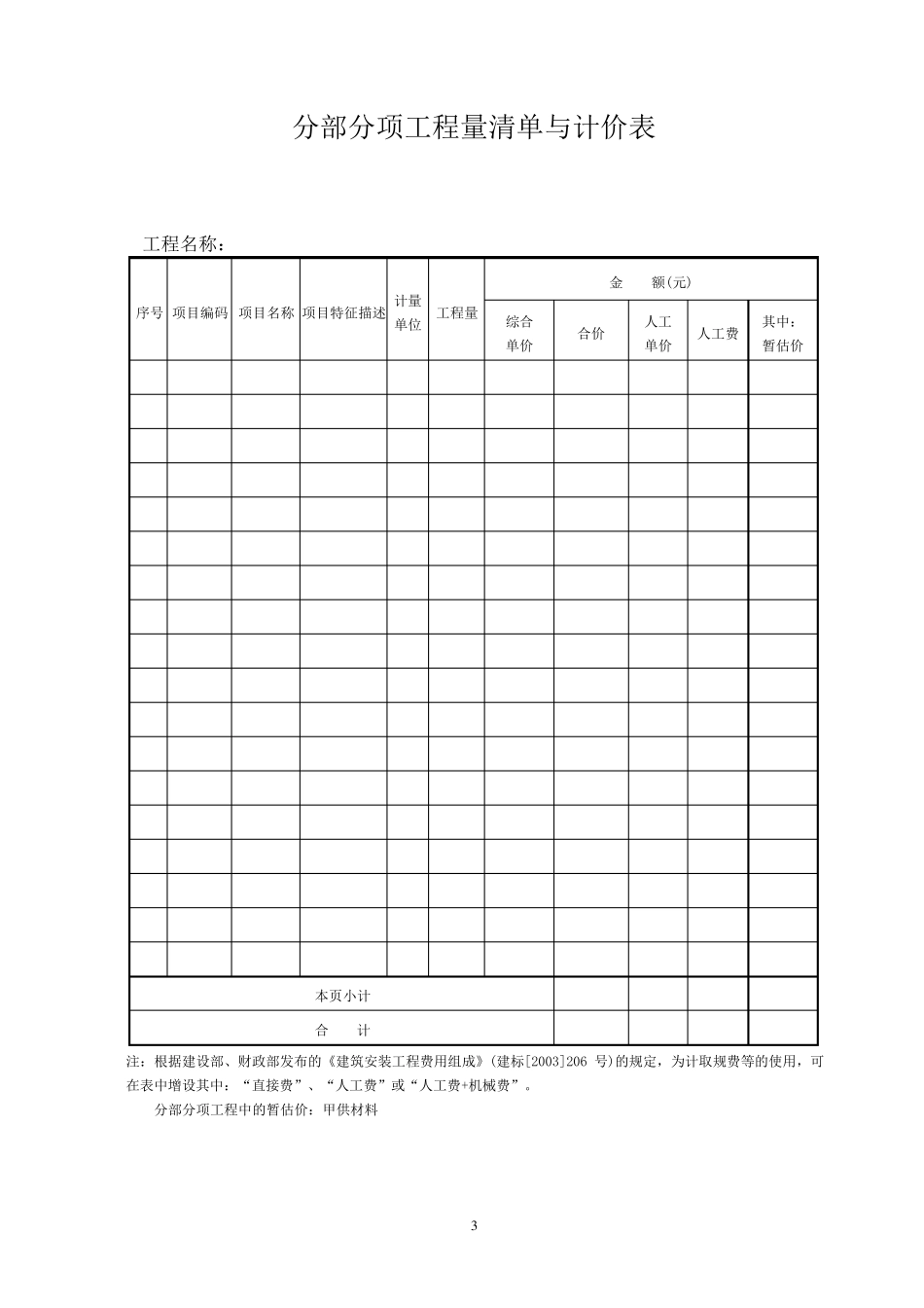 简易工程清单报价格式_第3页