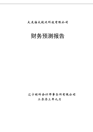 简易财务预测报告
