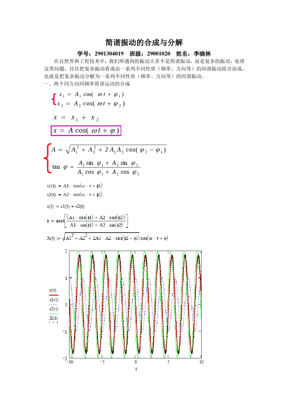 简谐振动的合成与分解_第1页