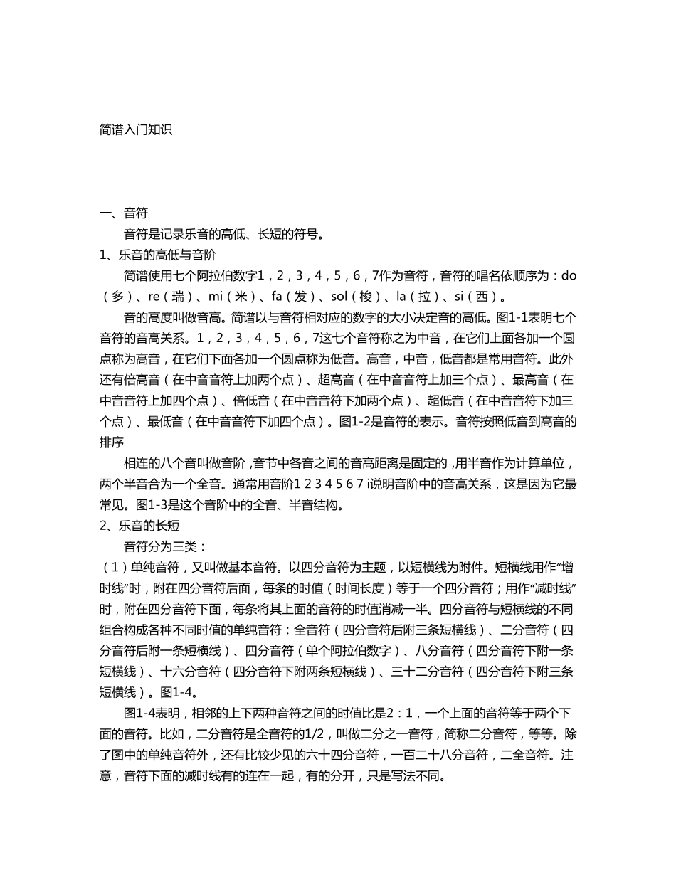 简谱入门知识_第1页