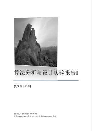 算法分析与设计实验报告之01背包问题