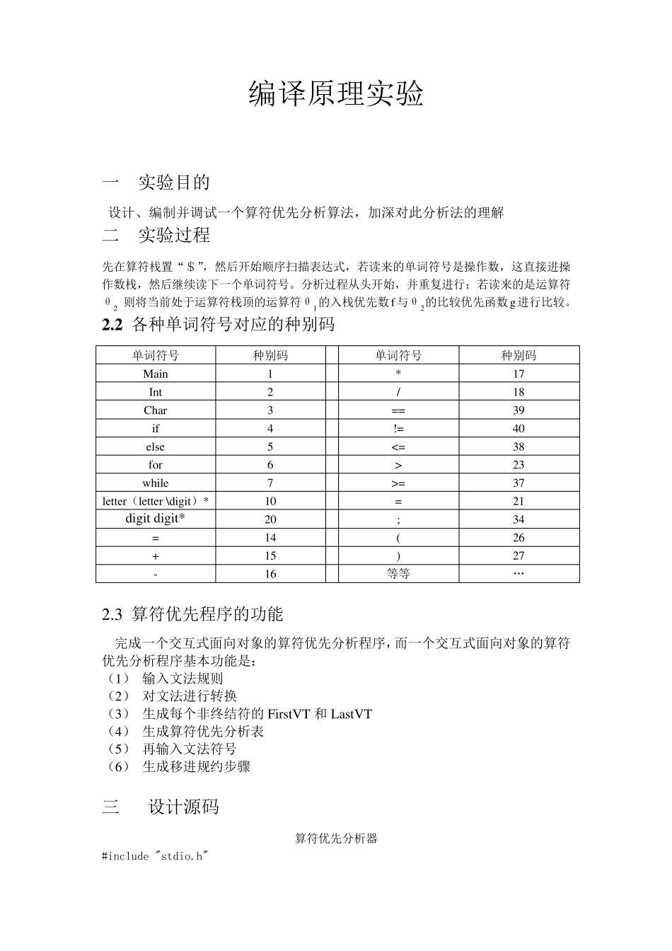 算符优先分析算法(c语言)_第1页