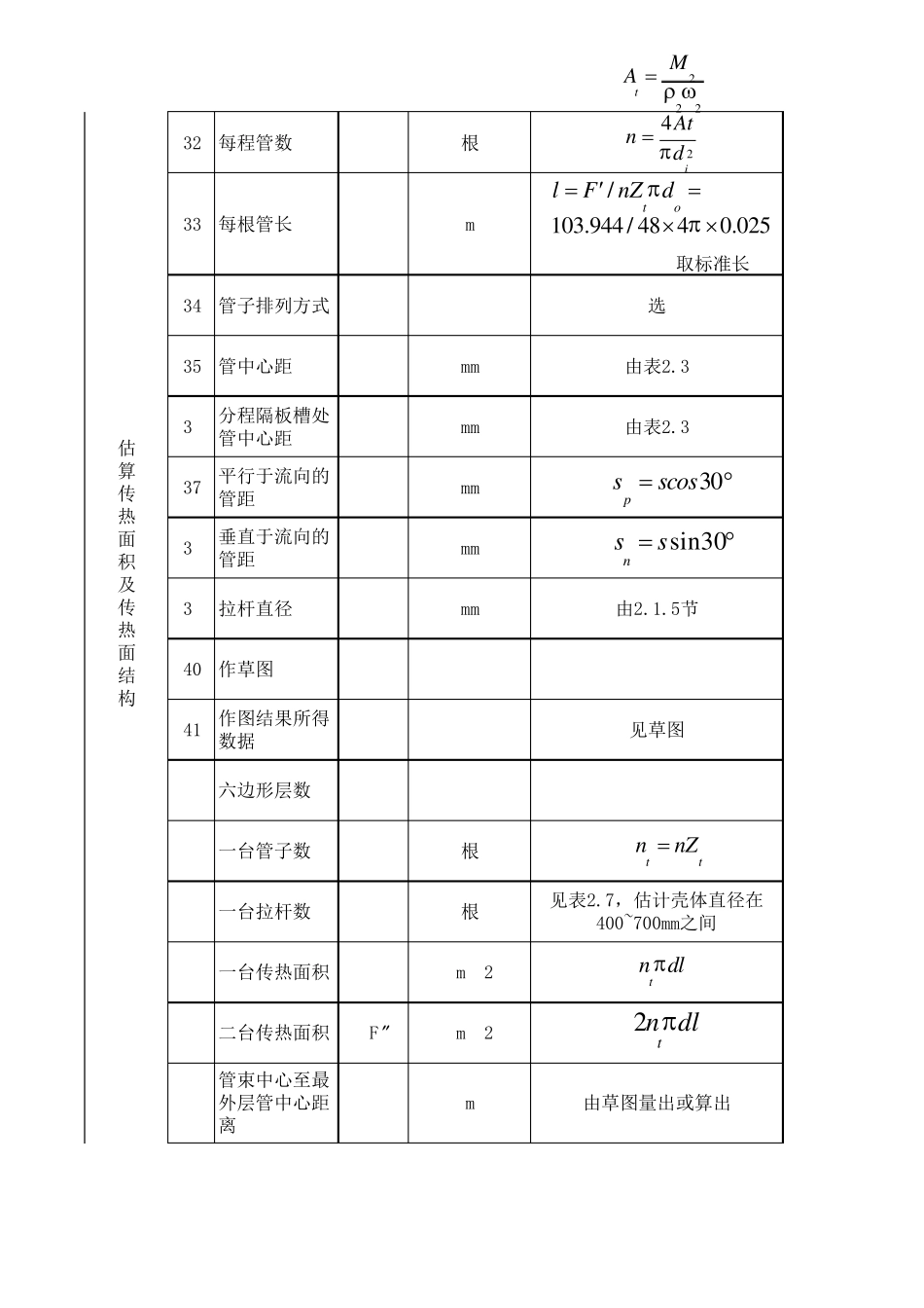管壳式换热器计算表格_第3页