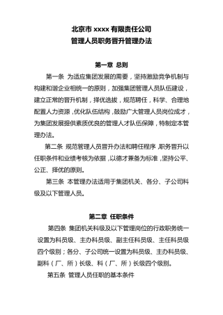 管理人员职务晋升管理办法