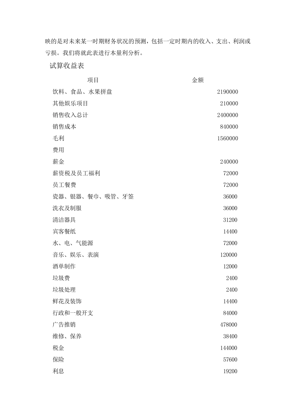 管理会计——本量利案例分析报告_第2页