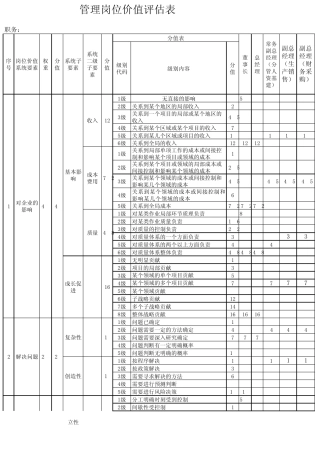 管理岗位价值评估表(高层)