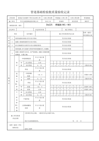 管道基础检验批质量验收记录