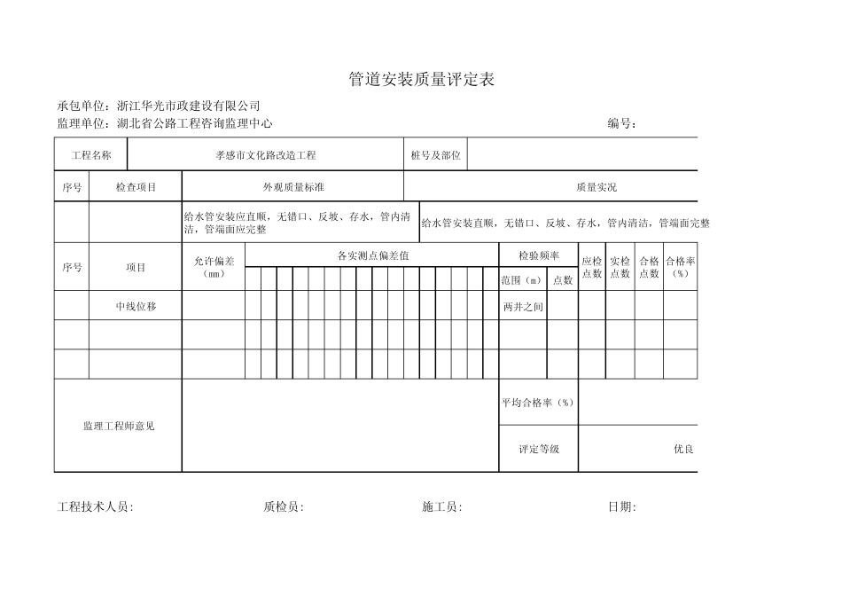 管道安装质量评定表_第3页