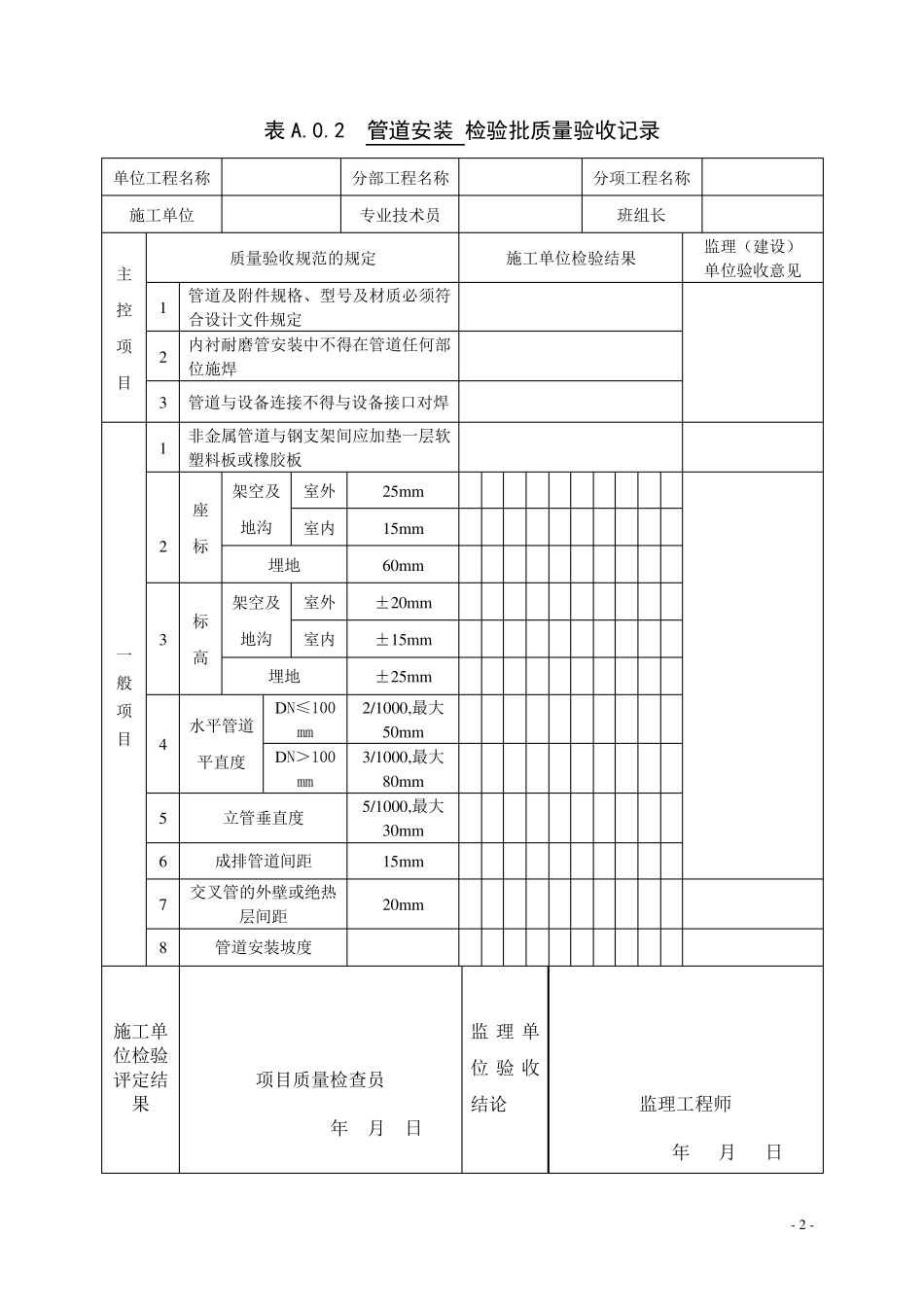 管道工程安装质量验收评定表_第2页