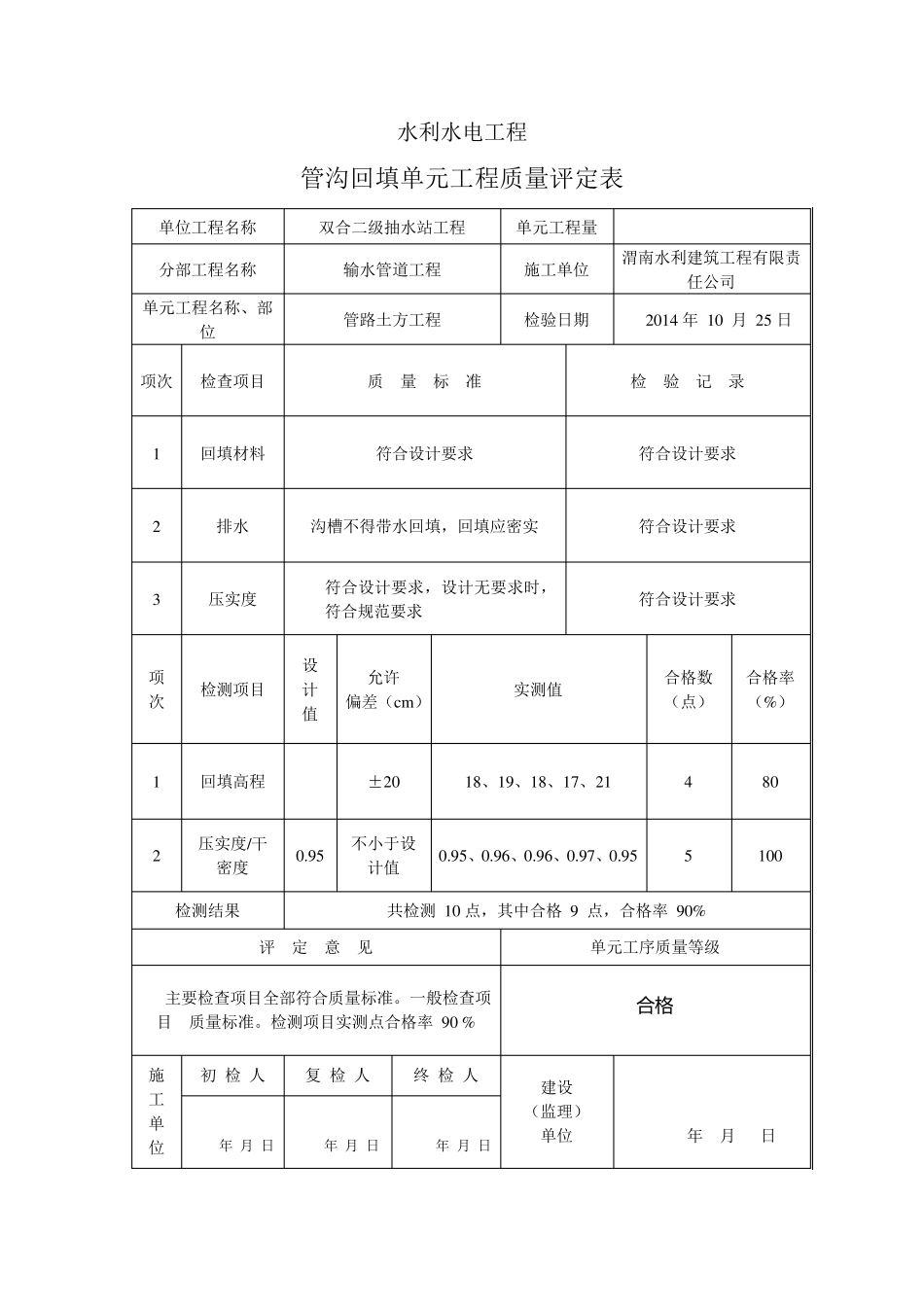 管道工程质量评定表_第3页