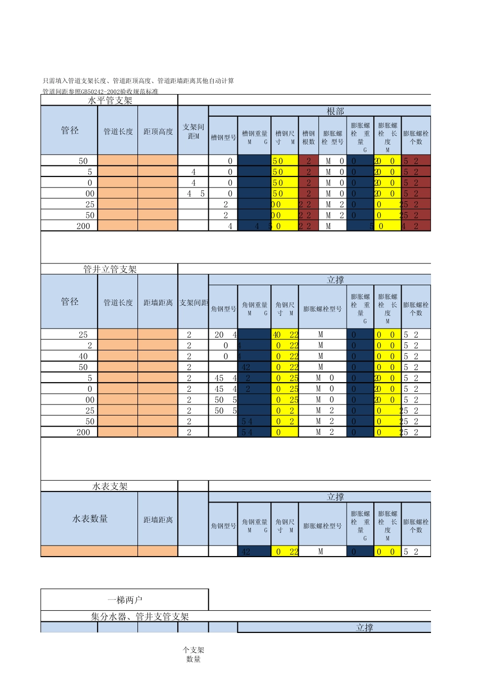 管道支架重量计算表_第1页