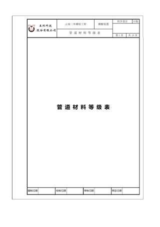 管道材料等级表