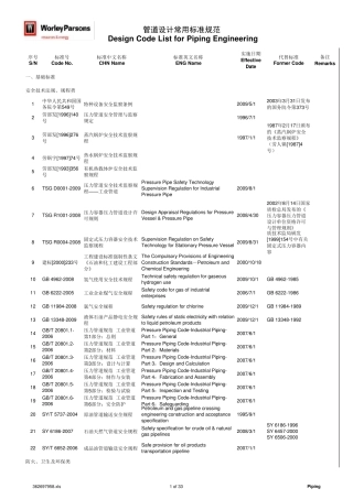 管道设计常用标准规范