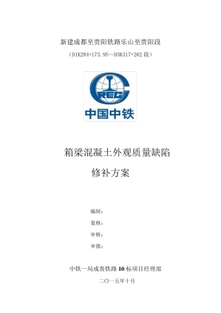 箱梁混凝土外观质量缺陷修补方案