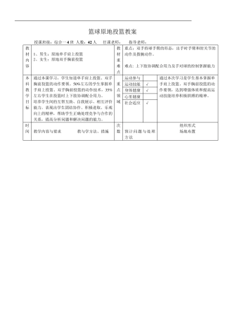 篮球之原地投篮教案