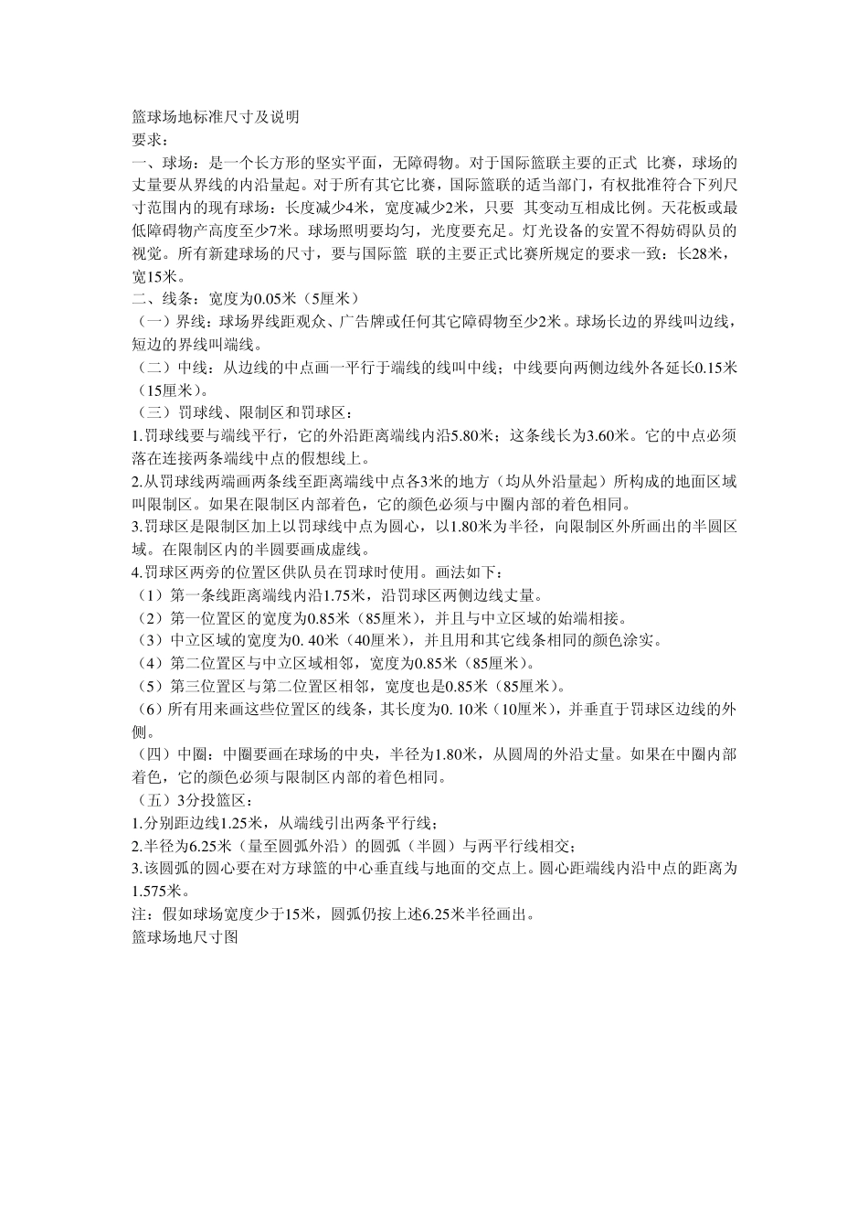 篮球场地标准尺寸及说明_第1页