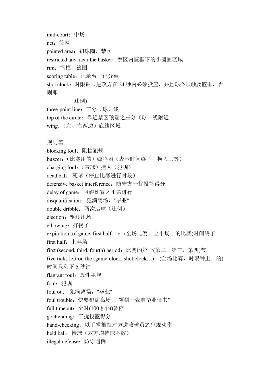 篮球术语中英文对照表_第2页