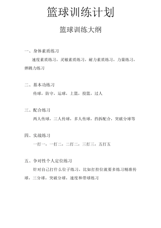 篮球训练大纲