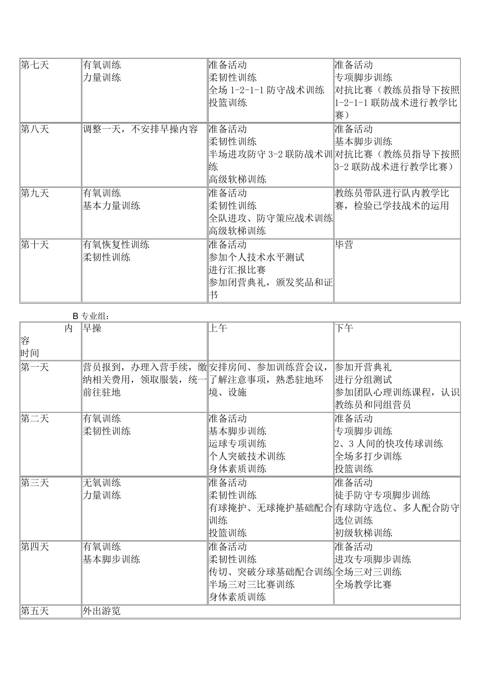 篮球训练营训练计划_第3页