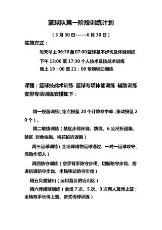 篮球训练计划