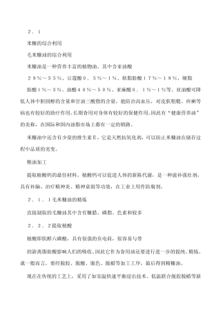 米糠的综合副产品及应用