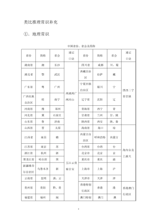 类比推理常识补充