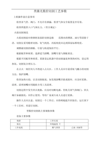 类激光数控切割工艺参数