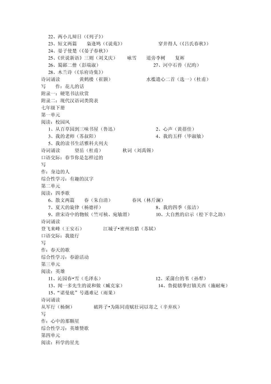 粤教初中语文教材目录_第2页