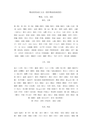 粤语常用词汇大全(想学粤语的来看看)