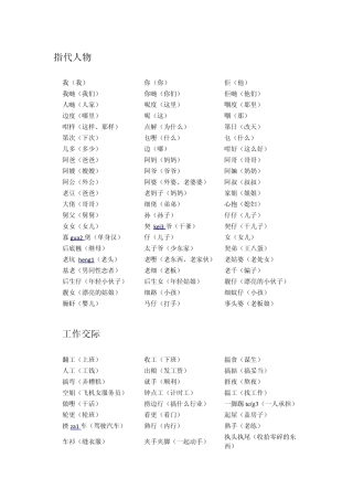 粤语方言词汇list