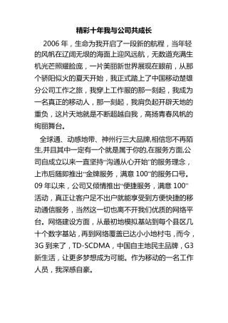 精彩十年我与公司共成长