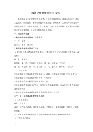 精益化管理实施办法