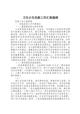 卫生计生民族工作汇报提纲