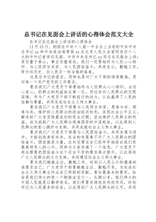 总书记在见面会上讲话的心得体会范文大全