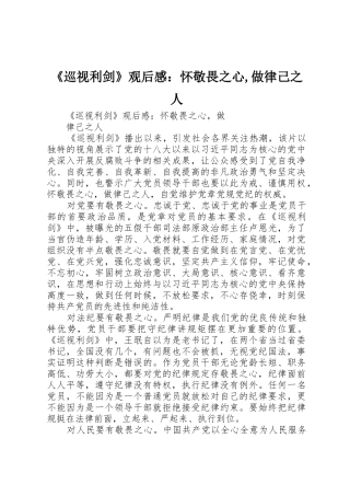 《巡视利剑》观后感：怀敬畏之心,做律己之人